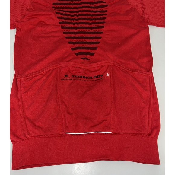X-Bionic Cycling Jersey Mens Size XL 3/4 Zip Red Pockets Made In Italy - Picture 7 of 12